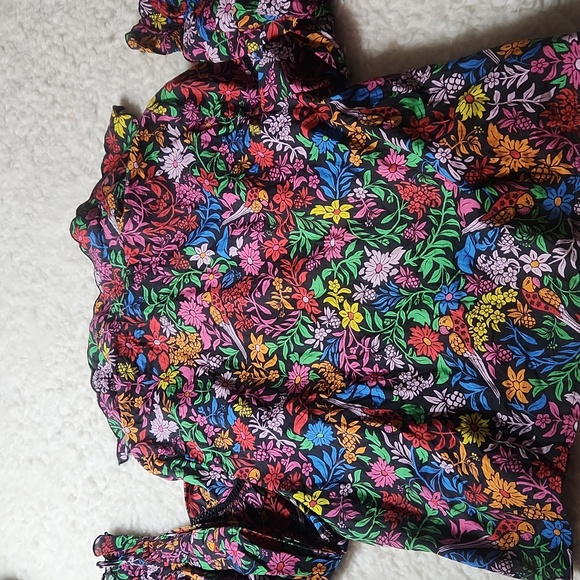 FARM Rio Multicolor Tropical Garden Puff Sleeve Blouse - Picture 4 of 16